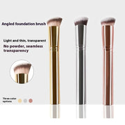 Custom Logo Professional Foundation Brush Angle Flat Top Makeup Brush Synthetic Hair Aluminum Handle Wholesale OEM