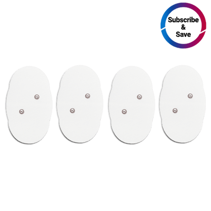 iReliev wireless large single pads refill kit for pain relief, shown in transparent image, includes replacement adhesive pads.