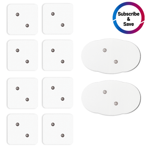 iReliev wireless electrode pads refill kit with large and small reusable electrode pads for TENS and EMS therapy.