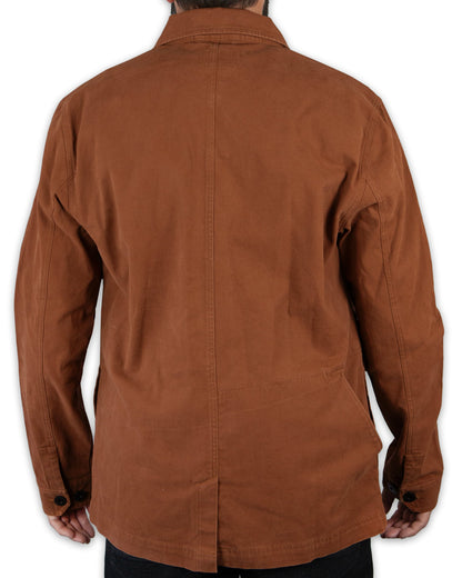 Off The Grid Surplus Heston Chore Coat in tobacco, rugged jacket with durable fabric and classic workwear style.