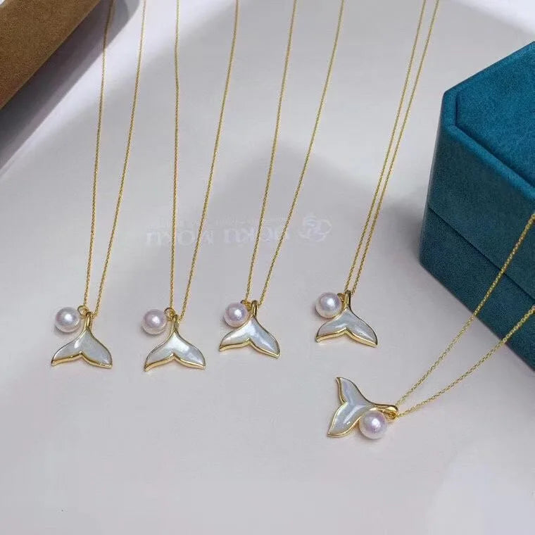 SGARIT  Simple Design Fresh Water Pearl Jewelry Pearl Pendant Necklace with 925 Silver Set Mother of Pearl