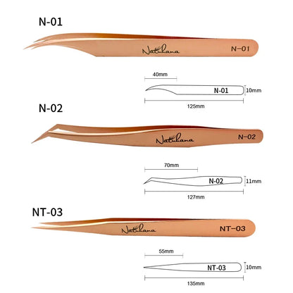 NATUHANA Anti-static Straight Eyelash Extension Tweezers Industrial Precision Curved Straight Lash Eyebrow Tweezers Makeup Tools