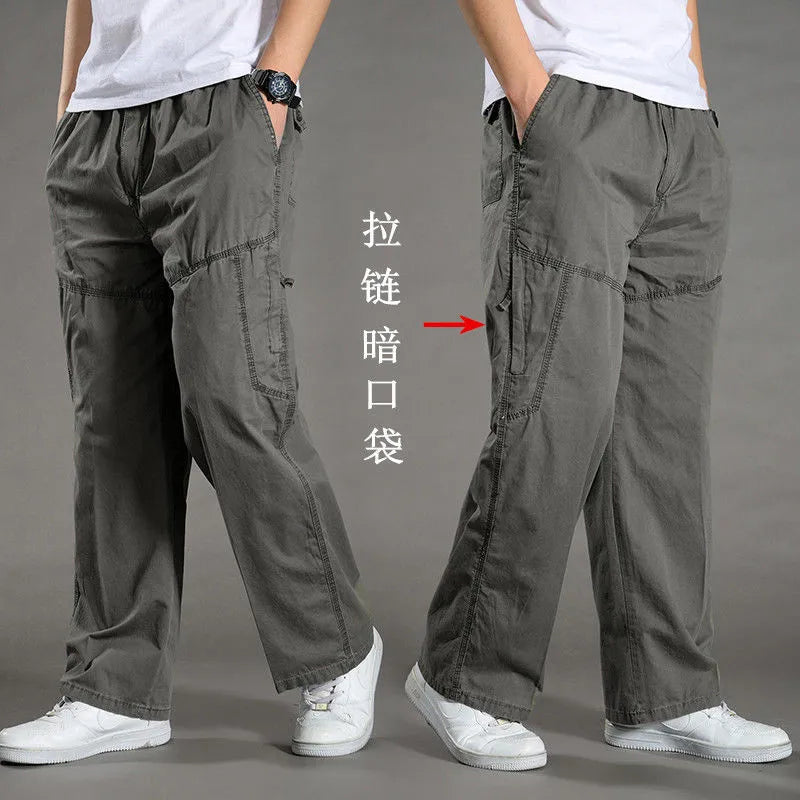Men's Cargo Pants Cotton Black Work Pants Summer Casual Climbing Joggers Man Sweatpants Sports Spring Autumn Twill Trousers