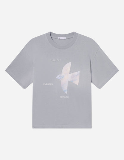 Black heavyweight T-shirt by Elevated Faith featuring the "His Love Endures Forever" design on the front.