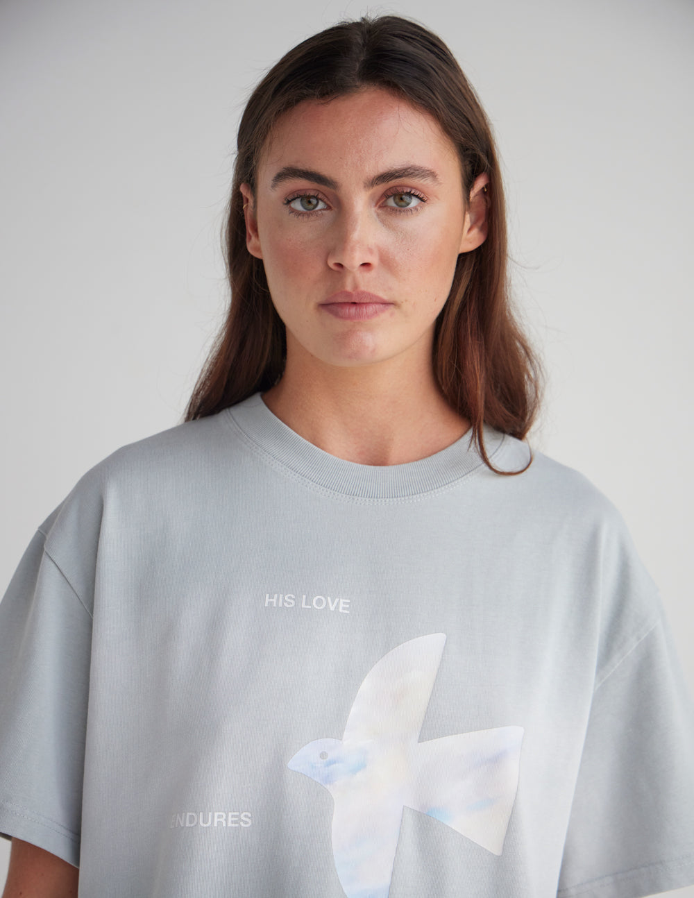 Elevated Faith His Love Endures Forever heavyweight T-shirt featuring a bold design on a comfortable cotton fabric.
