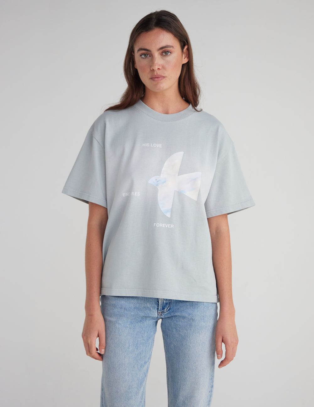 Elevated Faith His Love Endures Forever heavyweight T-shirt featuring a bold, faith-inspired graphic on soft, durable fabric.