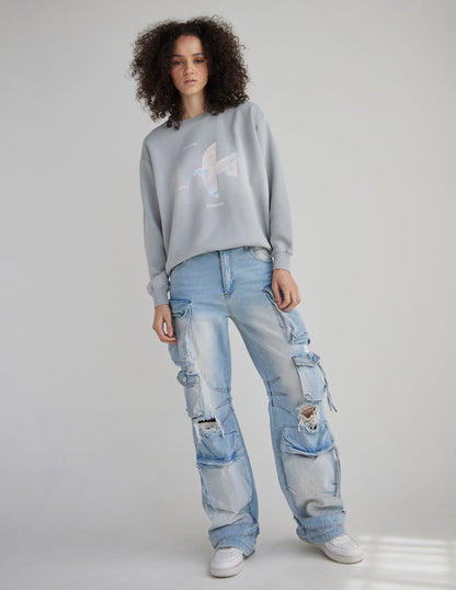 Unisex crewneck sweatshirt by Elevated Faith with "His Love Endures Forever" printed design on the front.