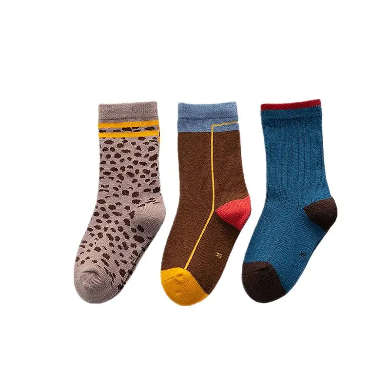Leopard Pattern Checkered Short Socks for Kids