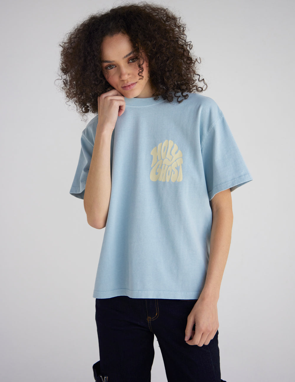 Elevated Faith Holy Ghost Heavyweight T-shirt featuring a bold graphic design on soft, comfortable cotton fabric.