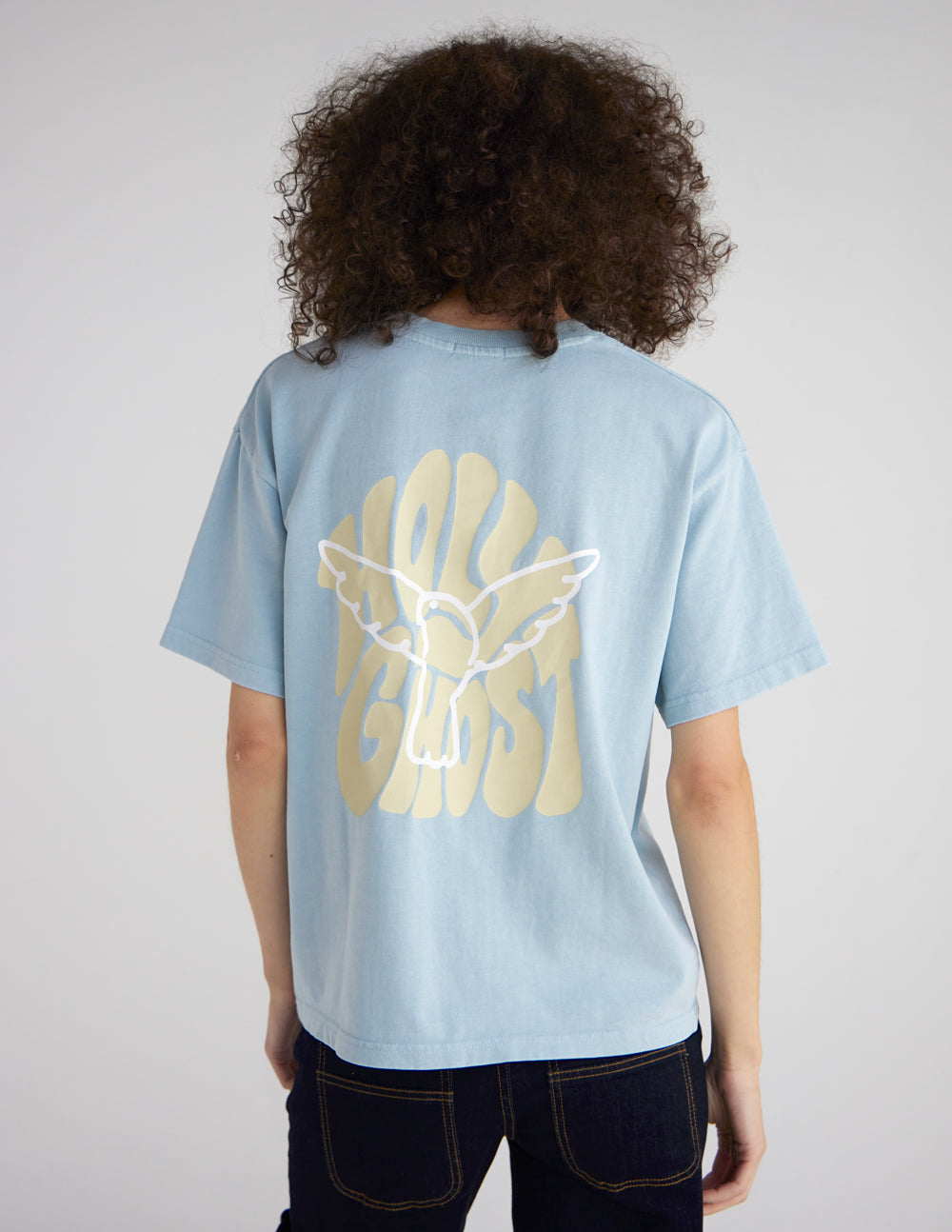 Black Holy Ghost Heavyweight T-shirt by Elevated Faith featuring bold graphic and religious design on soft cotton fabric.