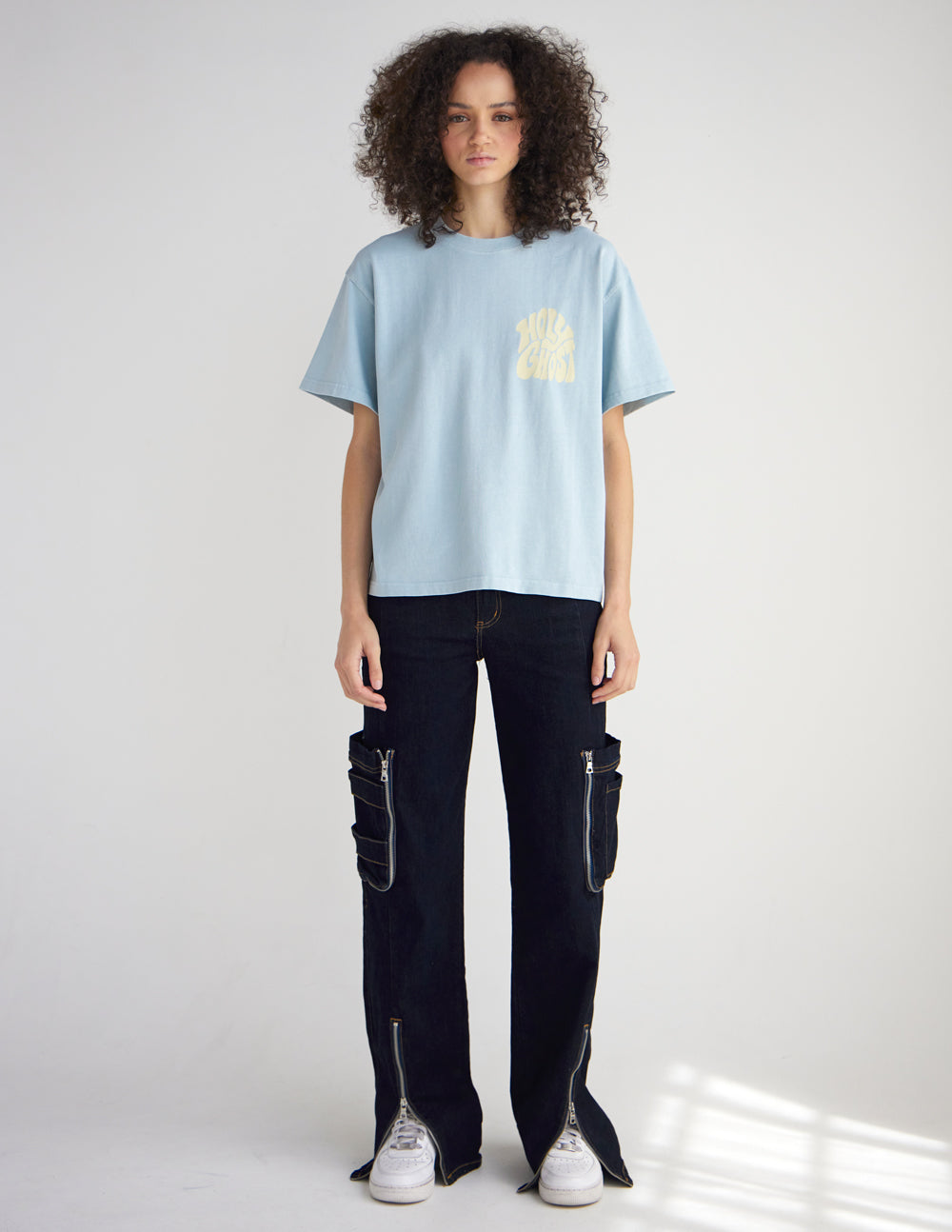 Black Holy Ghost Heavyweight T-Shirt by Elevated Faith featuring bold religious graphic and comfortable cotton fabric.