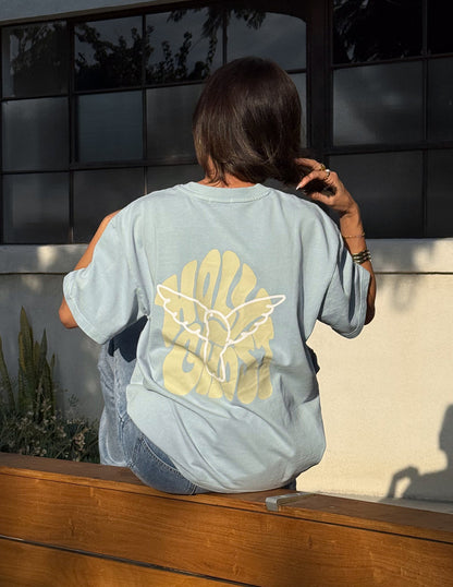Black Holy Ghost Heavyweight T-Shirt by Elevated Faith featuring bold graphic design on the front.