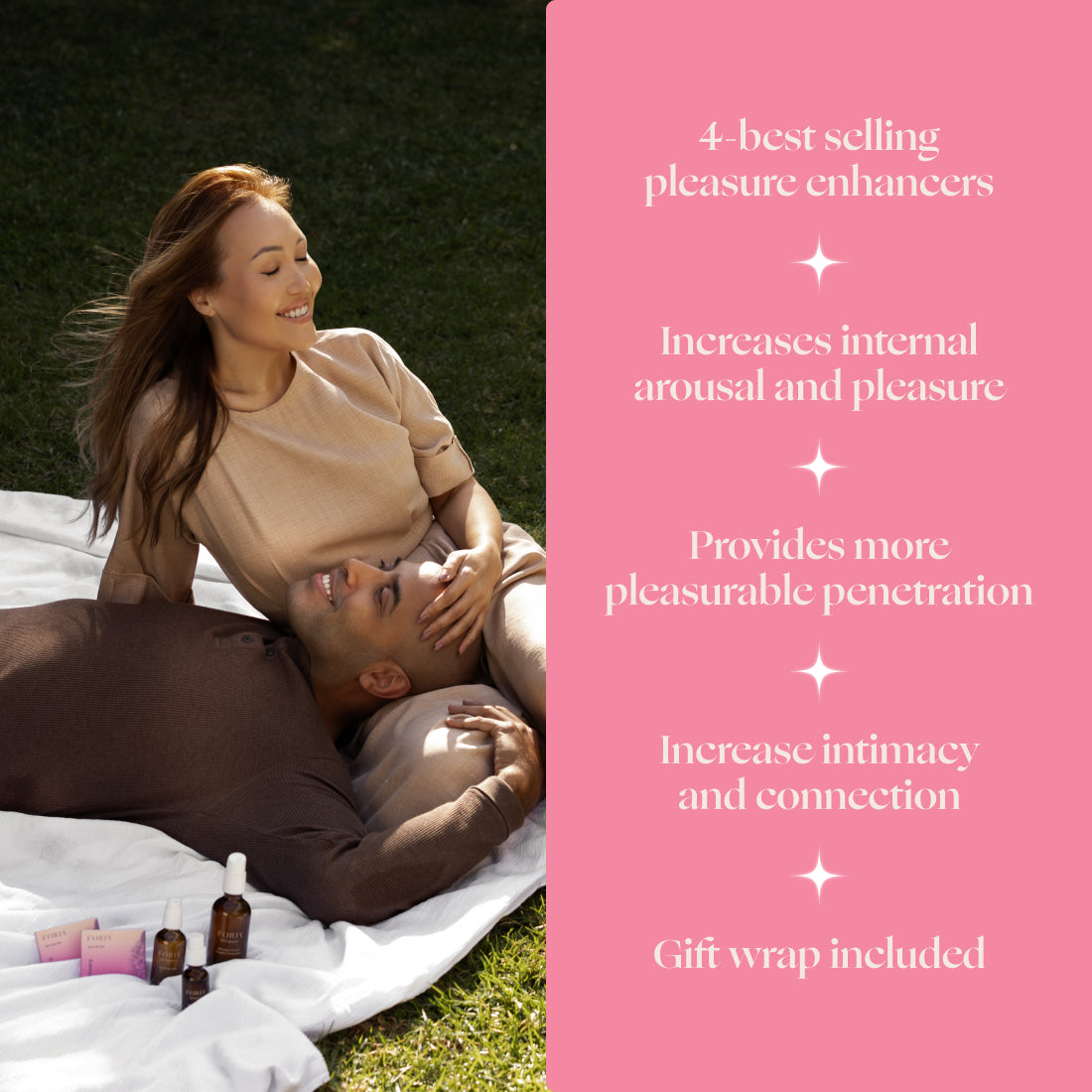 Foria Honeymoon Set with natural oils and wellness products, designed for relaxation and intimate moments.