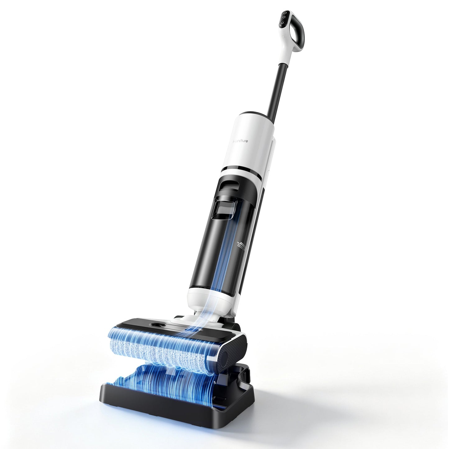 Honiture M7 multi-surface wet dry vacuum cleaner with self-cleaning feature, shown on a clean hard floor surface.