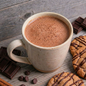 AmBari Nutrition hot chocolate drink with creamy cocoa in a mug, showcasing a rich, smooth chocolate beverage.