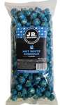 Junior Snacks Company Hot White Cheddar snack bag featuring crispy, cheesy white cheddar flavored snacks in a colorful bag.