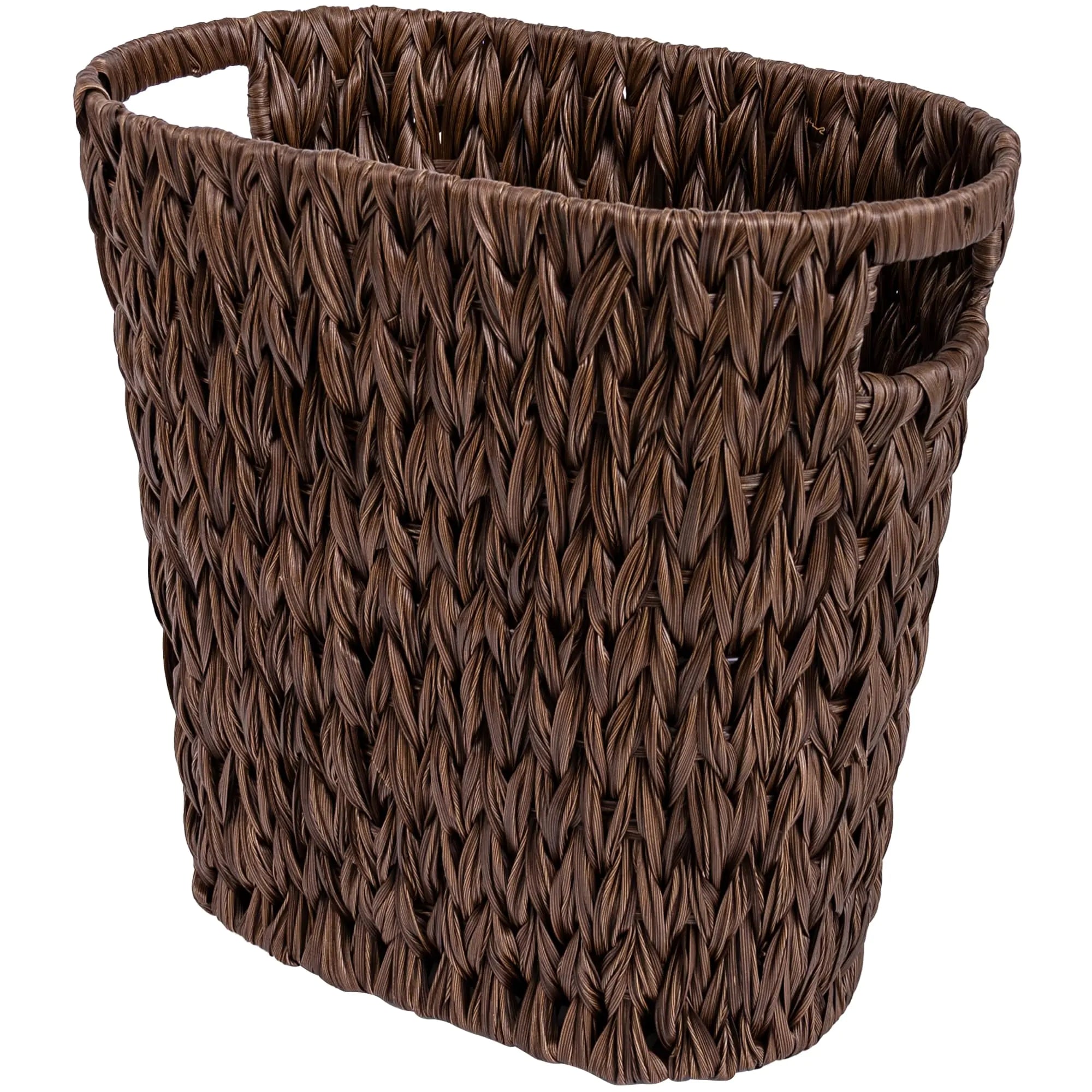 GRANNY SAYS Wicker Trash Can Waterproof Bathroom Trash Can Wicker Waste Basket for Bathroom Bedroom Trash Can Durable Wastebasket with Handles 19 Liters/5 Gallons