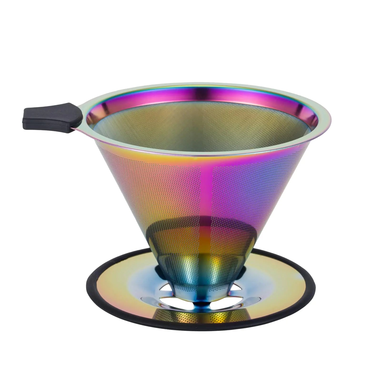 Pour Over Coffee Dripper INSINTAR Reusable Stainless Steel Coffee Filter Paperless Metal Coffee Strainer Single Cup Coffee Maker 1-4 Cup for CampingTravelOffice and Home(Titanium Iridescent)