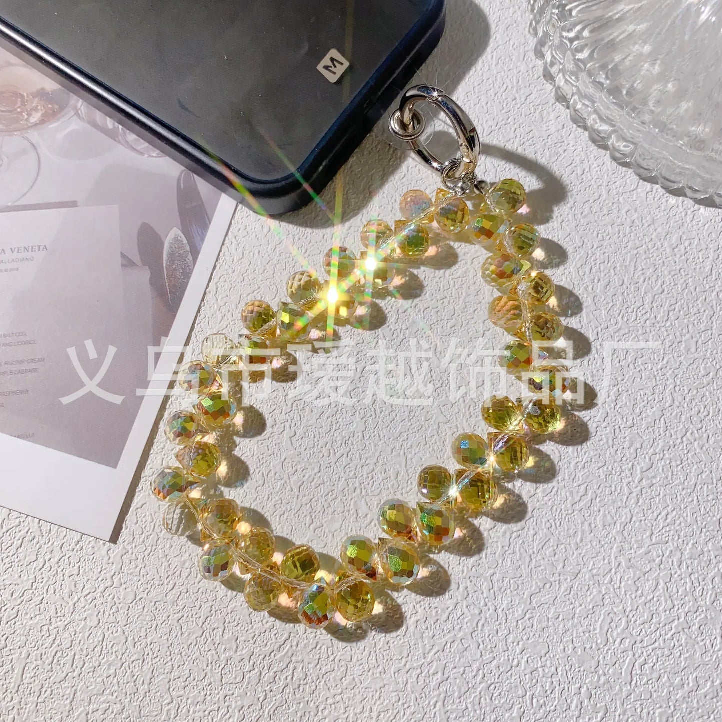 Creative Crystal Phone Chain with Elegant Beads and Design