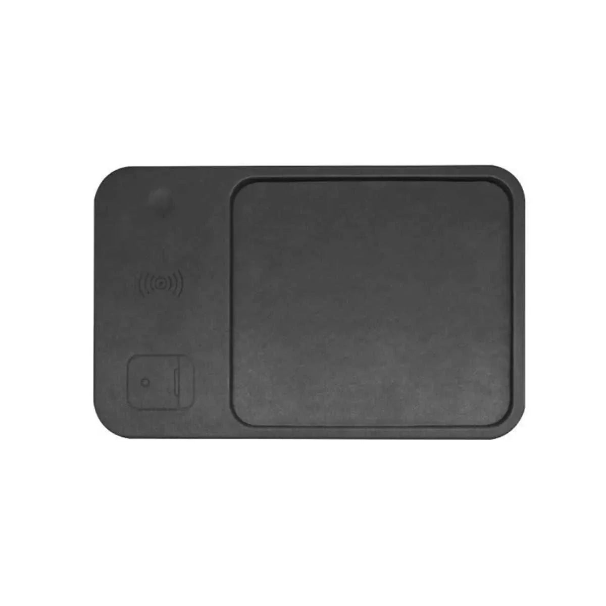 Black Catch-All Tray Pod with 3 in 1 smart wireless charger for phone, AirPods, and smartwatch organization and charging