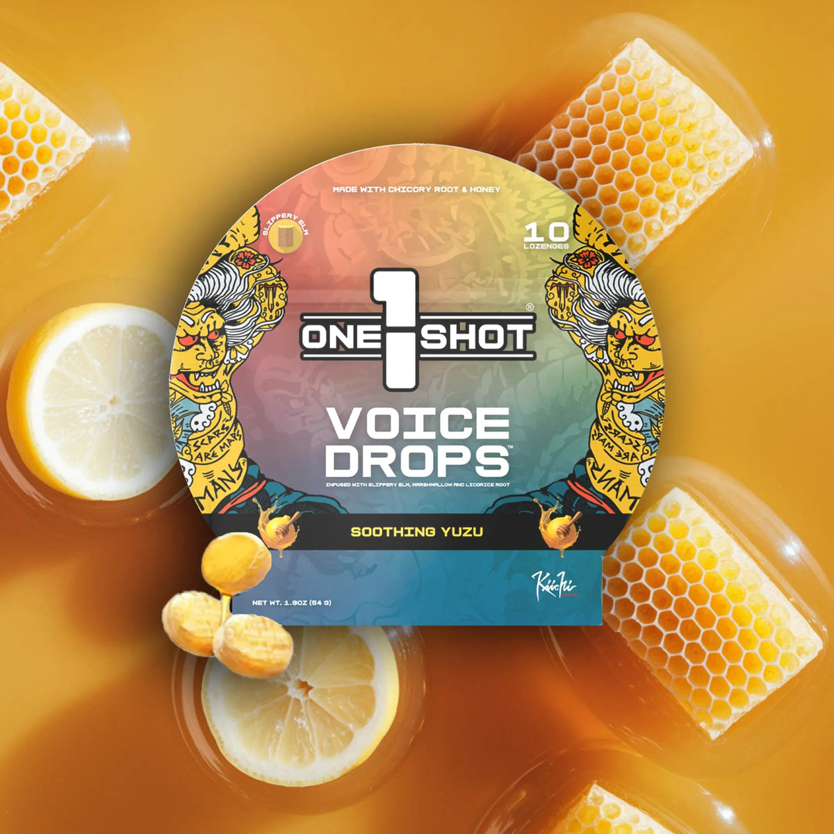 1 Shot Energy Voice Stack bundle with multiple bottles, featuring vibrant labels and energy supplement branding.