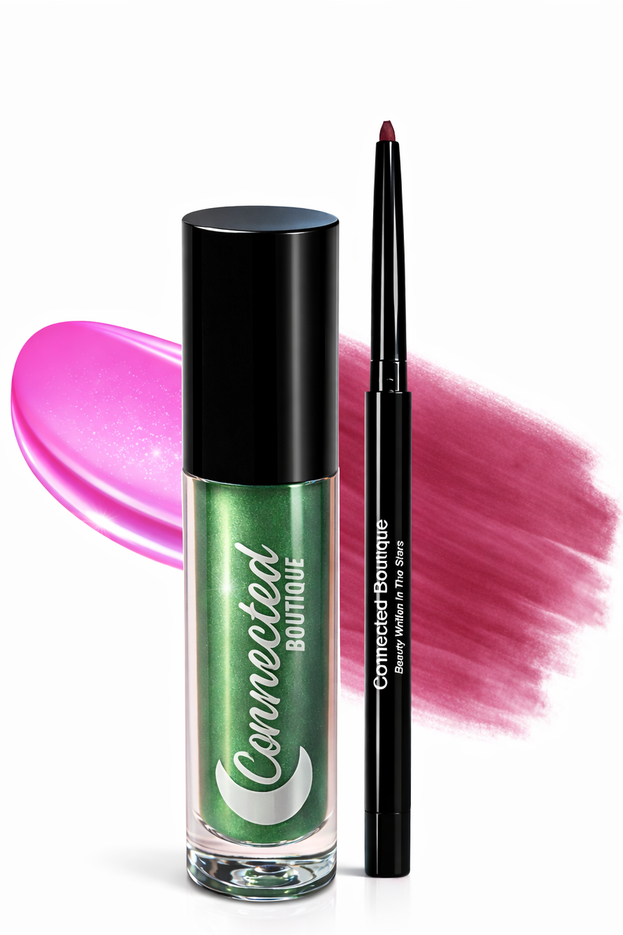 Connected Boutique Wine & Rind Set featuring long-lasting lip stain and lip liner in elegant packaging.