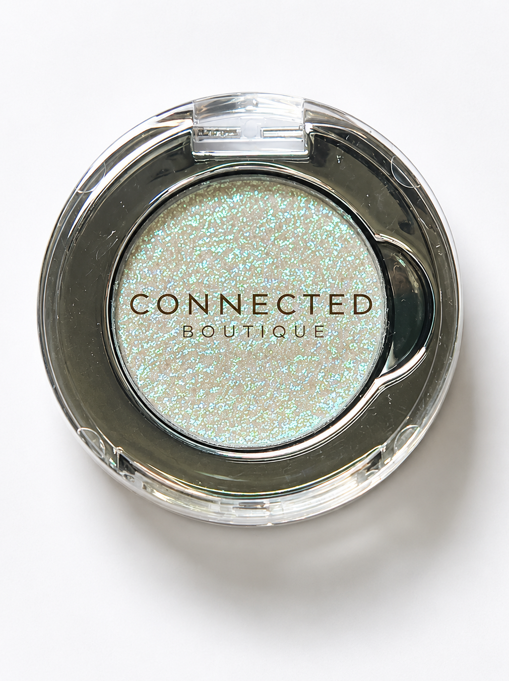 Connected Boutique Galactic Shift duochrome eyeshadow with color-shifting pressed pigment in vibrant, iridescent shades.