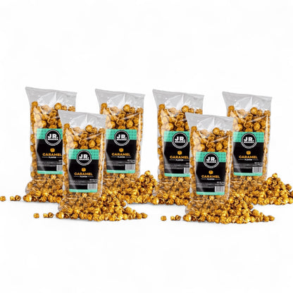 Junior Snacks Co. caramel snack in a colorful package, showcasing the sweet treat and branding on a vibrant background.