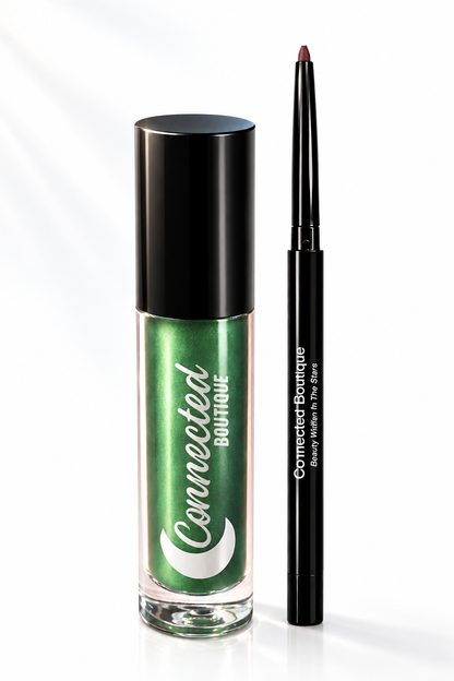 Connected Boutique Wine & Rind Set featuring long-lasting lip stain and lip liner with sleek packaging.