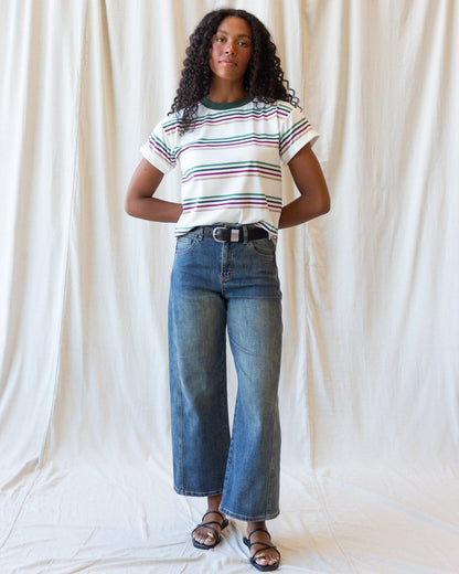 Downeast Fundamental Tee in soft fabric, showcasing a classic casual top with short sleeves and a comfortable fit.