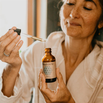 Paavani Ayurveda Nasya Oil for deep breathing, Ayurvedic nose oil with natural ingredients in a simple bottle.