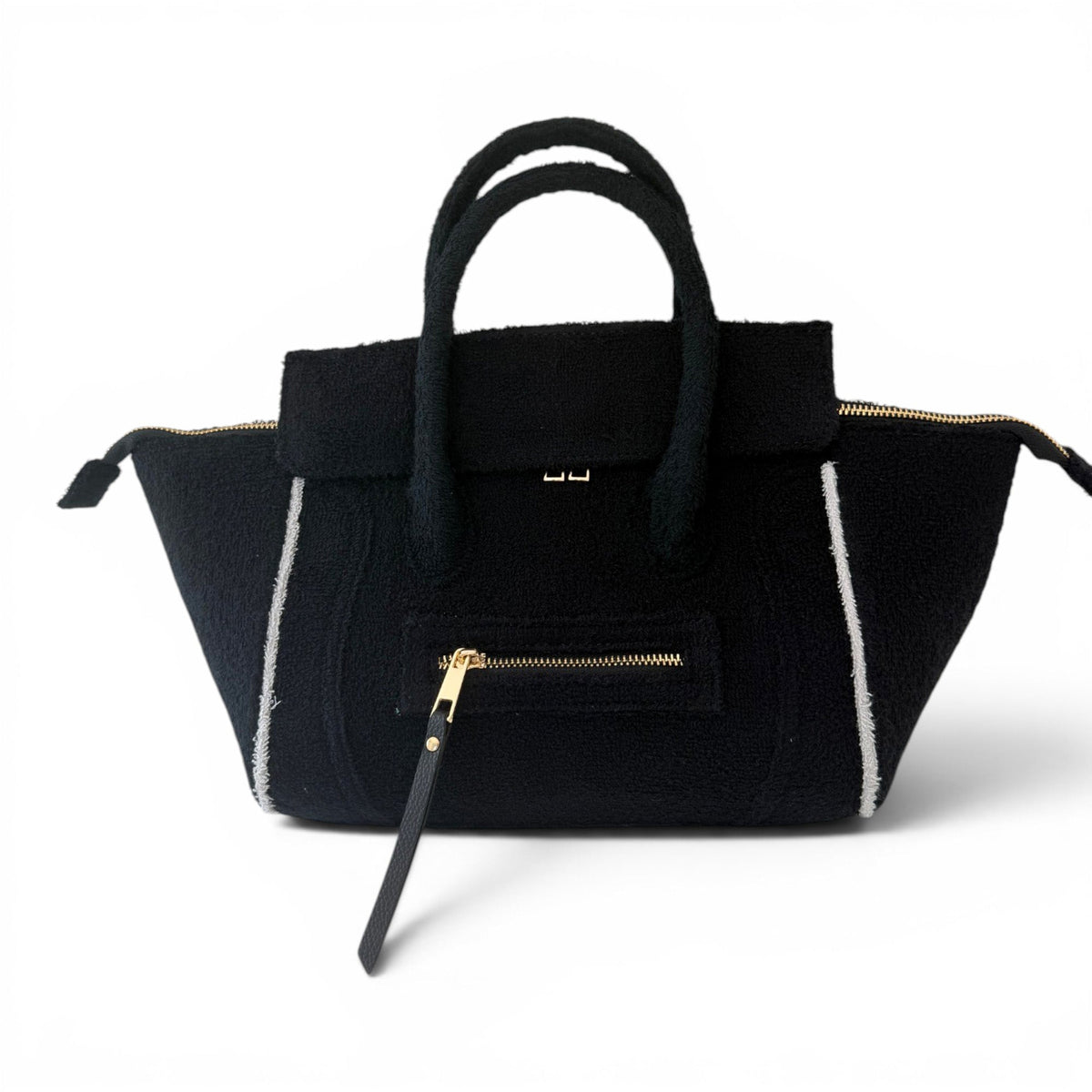 Black Cabana Tote Mini by BEACH HAUS featuring woven straw design and sturdy black straps.