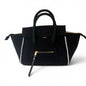Black Cabana Tote Mini by BEACH HAUS featuring woven straw design and sturdy black straps.