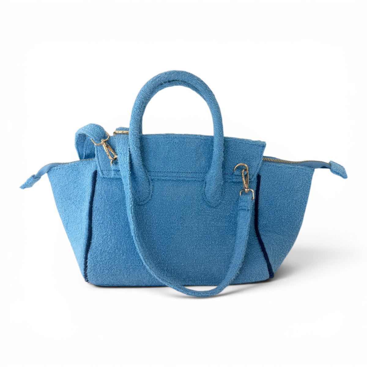 Sky blue Cabana Tote Mini by BEACH HAUS with woven straw handles and spacious interior, perfect for beach or casual outings.