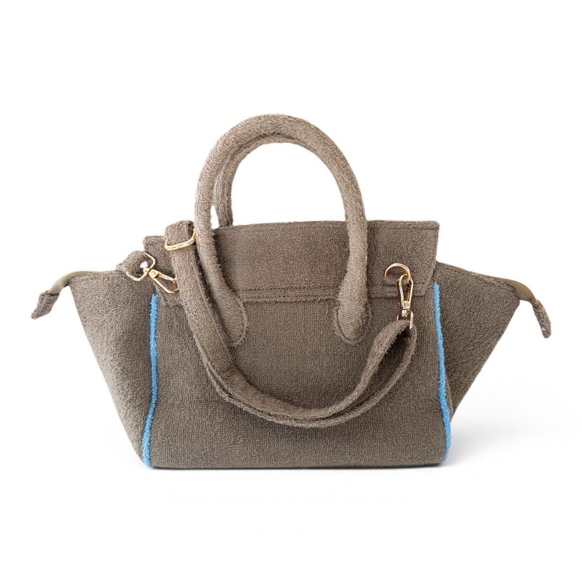 Beach Haus Cabana Tote Mini in Tobacco, showing the small woven tote bag with leather accents and sturdy handles.