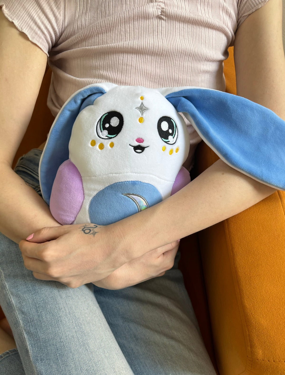 Soft 1.5lb Moon Pals Squish Plush Marshmallow toy with a cute, cuddly appearance and pastel colors.