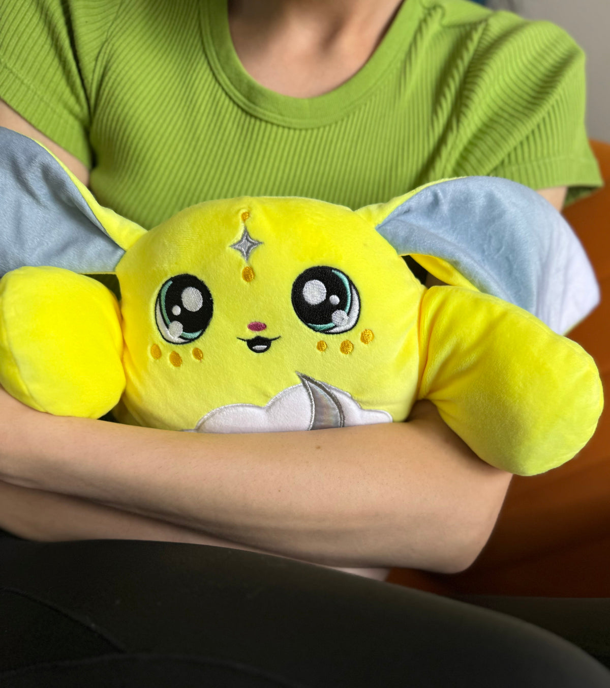 Soft 1.5lb Moon Pals Macaroni squish plush toy with a cute, textured design, perfect for cuddling and sensory play.