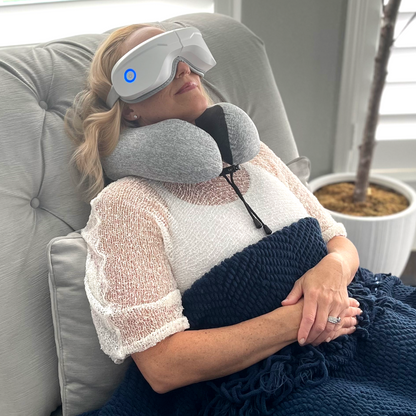 iReliev Relaxable™ Eye Massager with Heat, showing a comfortable eye massage device designed for soothing relief.