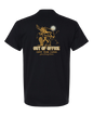 Black Off The Grid Surplus In Tents T-Shirt with graphic design, casual fit, and short sleeves.