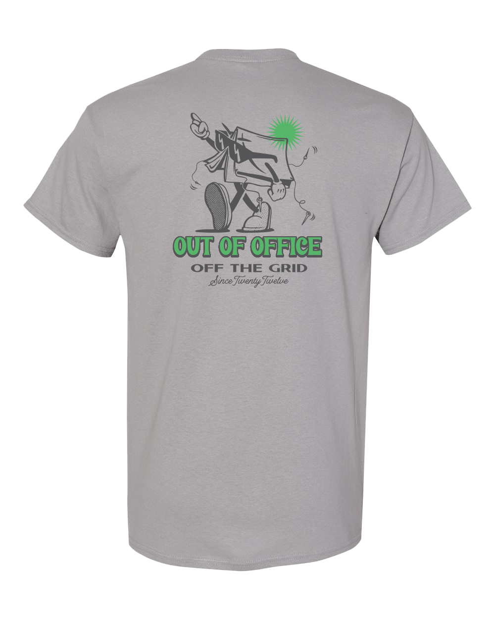 Black In Tents T-shirt by Off The Grid Surplus featuring a graphic design on the front.