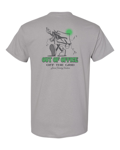 Black In Tents T-shirt by Off The Grid Surplus featuring a graphic design on the front.