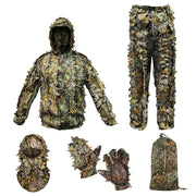 Ghillie Suit Camouflage Hunting Suits Outdoor 3D Leaf Lifelike Camo Clothing Lightweight Breathable Hooded Apparel Suit Hunting Gloves Leafy Face Mask and Bag for Jungle Shooting Halloween…