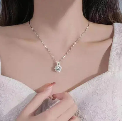 S925 Sterling Silver Moissanite Sunflower Necklace (One)