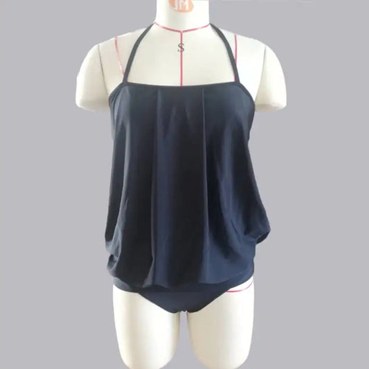 Black Word Neck Wrap Swimsuit & Chest Vest Briefs