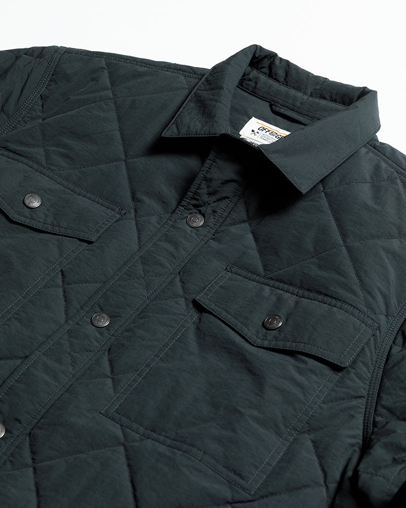 Off The Grid Surplus Ignite Quilted Jacket in vintage black, showcasing a stylish and warm quilted jacket design.