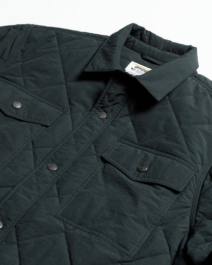Off The Grid Surplus Ignite Quilted Jacket in vintage black, showcasing a stylish and warm quilted jacket design.