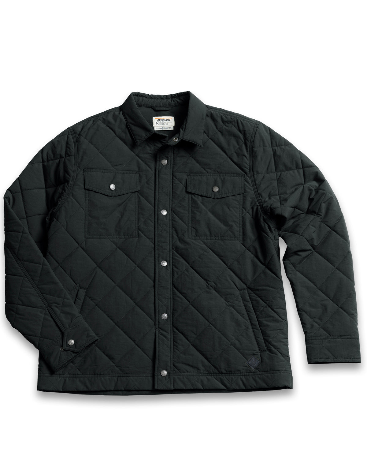 Vintage black Ignite quilted jacket by Off The Grid Surplus, featuring a stylish quilted design and lightweight warmth.