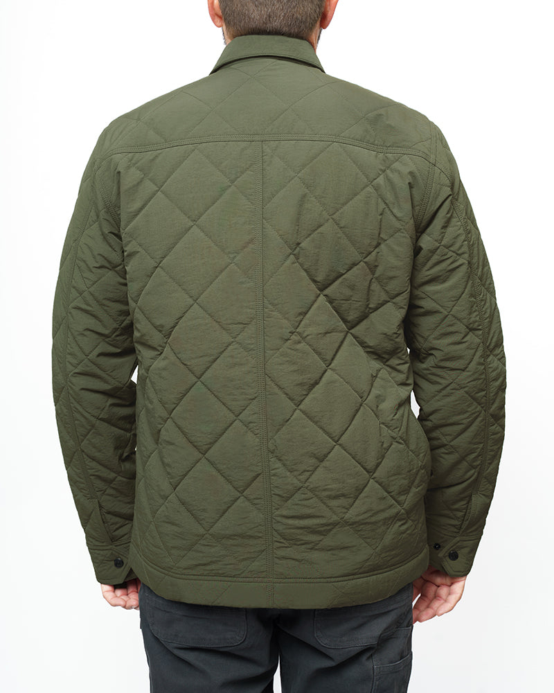 Off The Grid Surplus Ignite Quilted Jacket in dark olive, featuring a stylish quilted design and cozy insulated fabric.