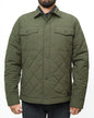Dark olive Ignite quilted jacket by Off The Grid Surplus, featuring a padded design with a high collar and front zipper.