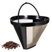 Reusable Coffee Filters 8-12 Cup Premium Gold Coffee Filter Basket Cone Shape Permanent Basket Filter Coffee Maker Filters Compatible with Ninja Dual Brew Pro Reusable Coffee Filter